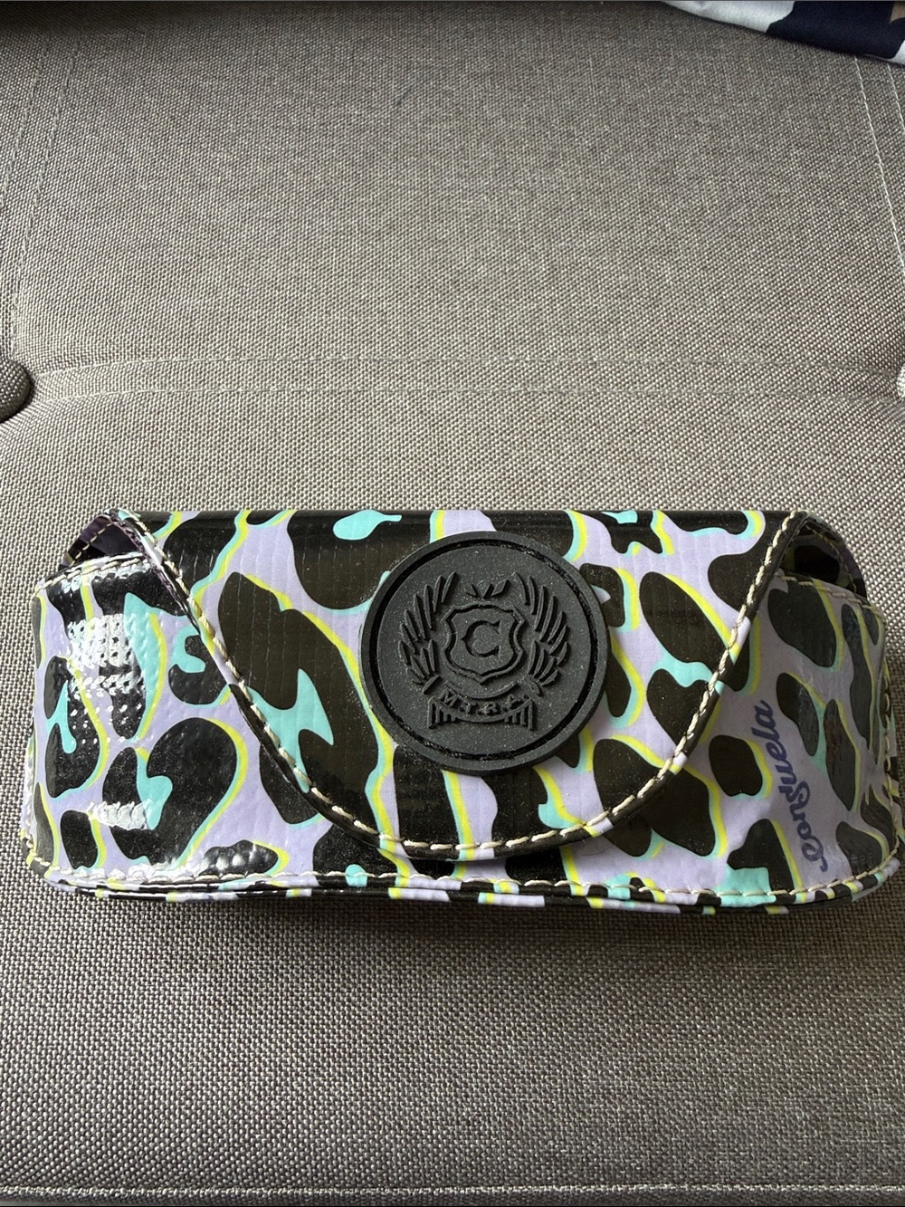 Consuela Leopard Print Glasses Case in Black, Mint & Lilac